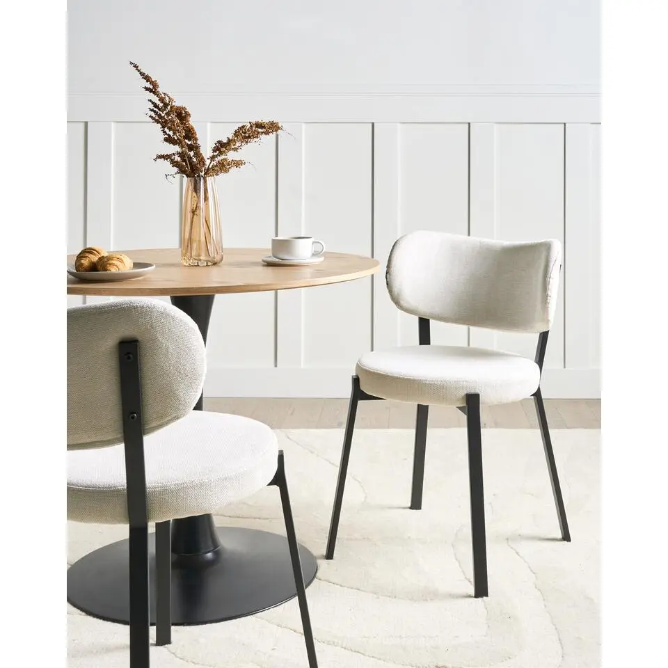 BRONTE - Eetkamerstoel set van 2 - Lichtbeige - Polyester