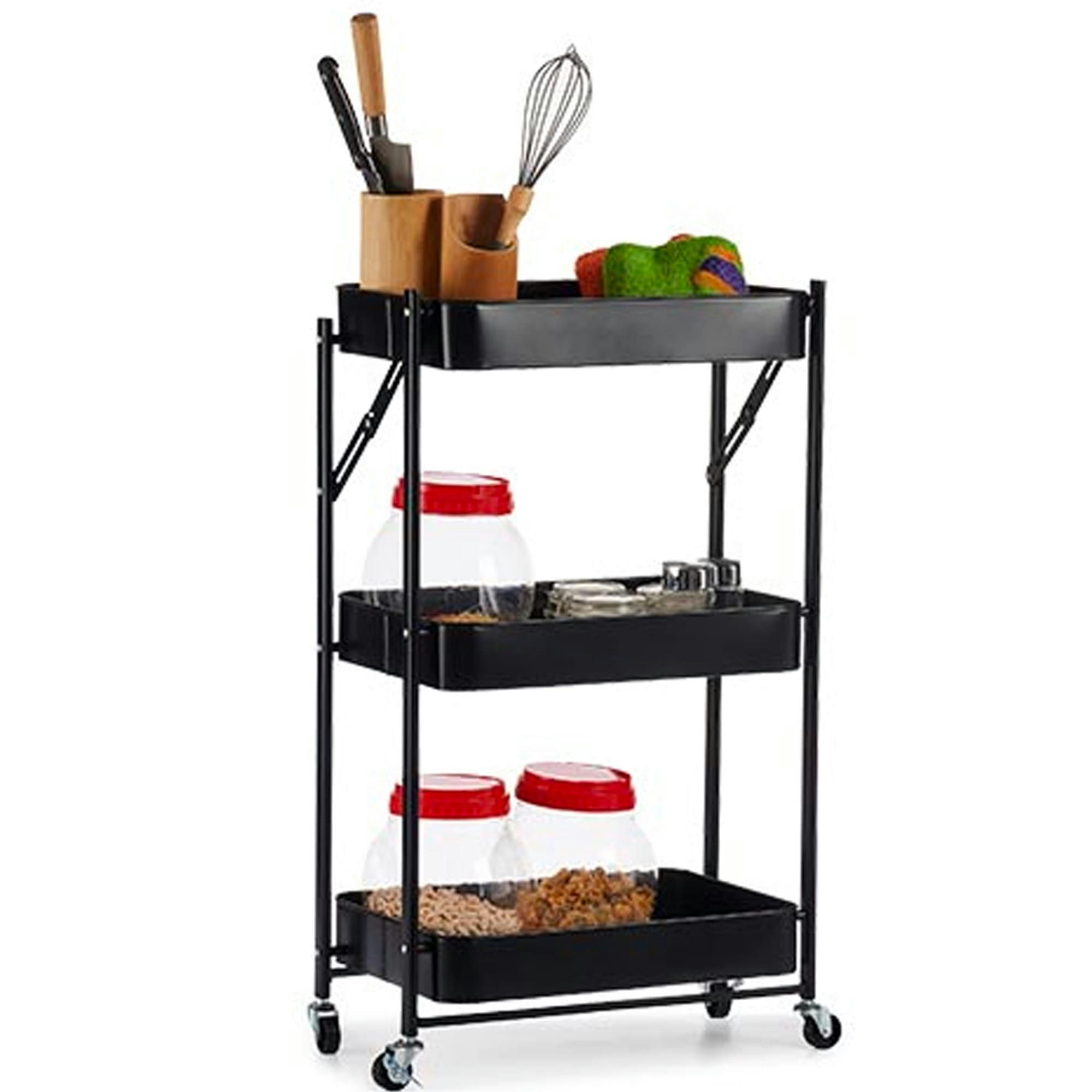 - Desserte en métal noir pliable 45.5x29.5x78.5cm