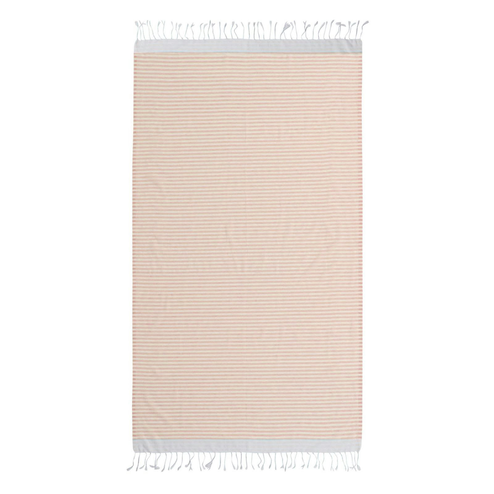 BORA BORA - Fouta coton  100x200 jaune safran / gris perle