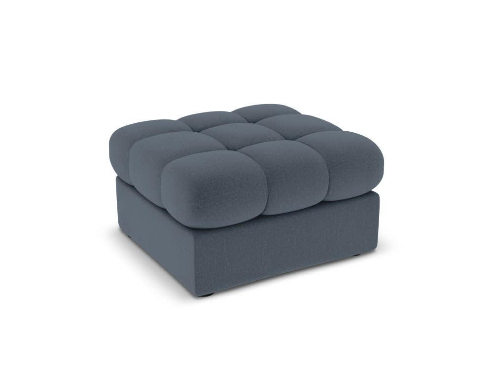 JUSTIN - Pouf en tissu structuré bleu foncé