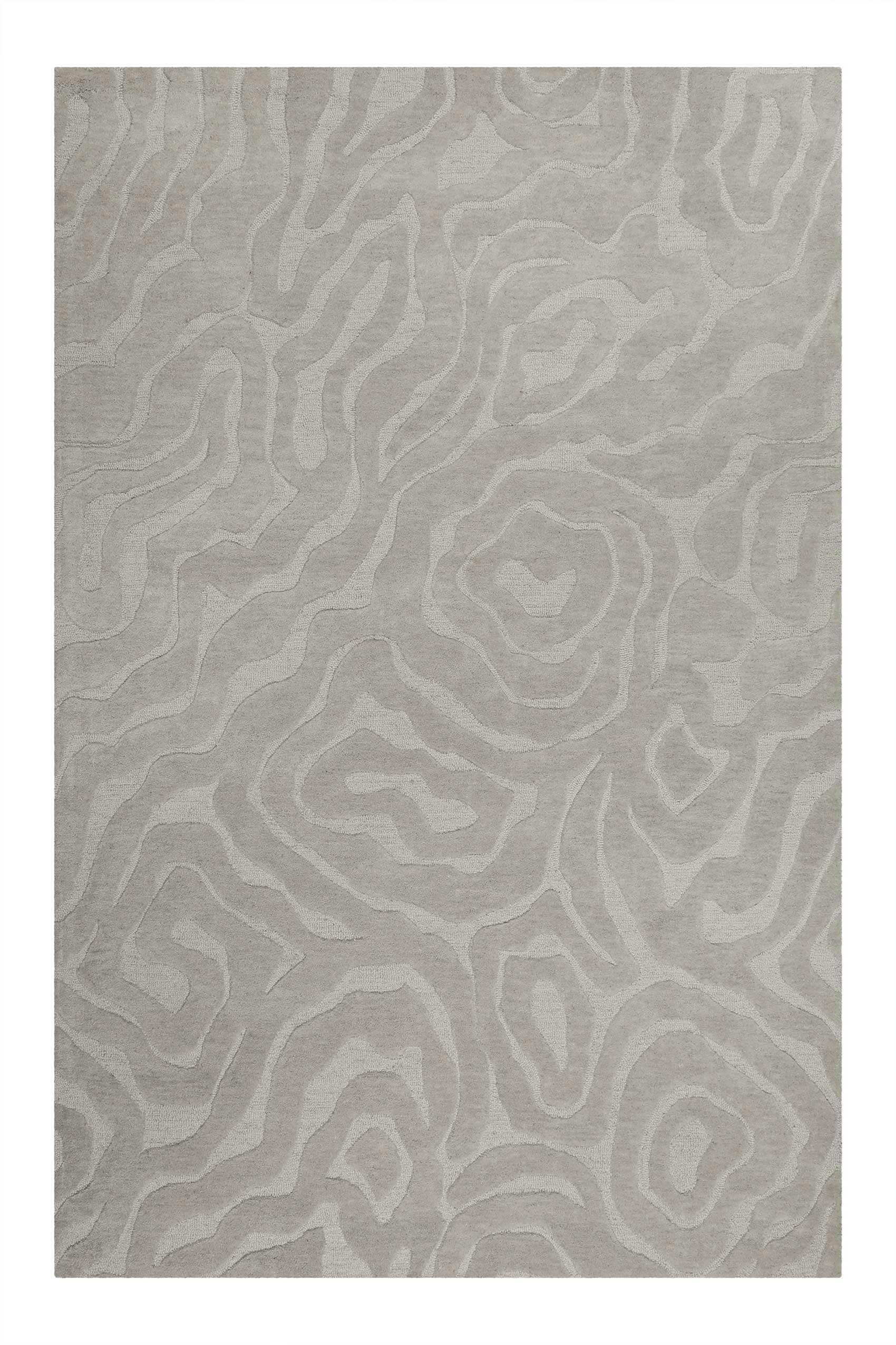 BAY EDITION - Tapis fait main motif abstrait et relief taupe 200x290