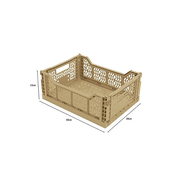 Lot 4 caisses de rangement pliables plastique jaune 40 x 30 x 15 cm