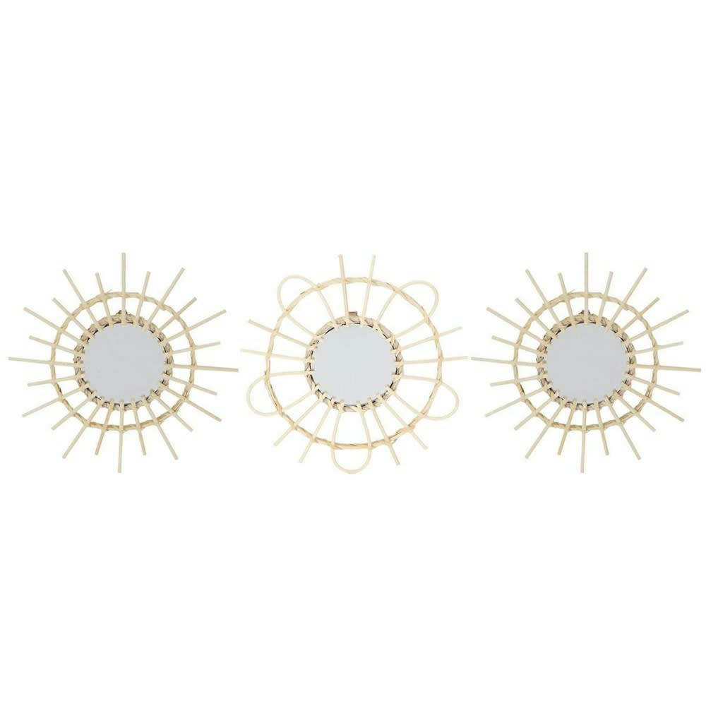 - Miroirs rotin D28cm - Lot de 3