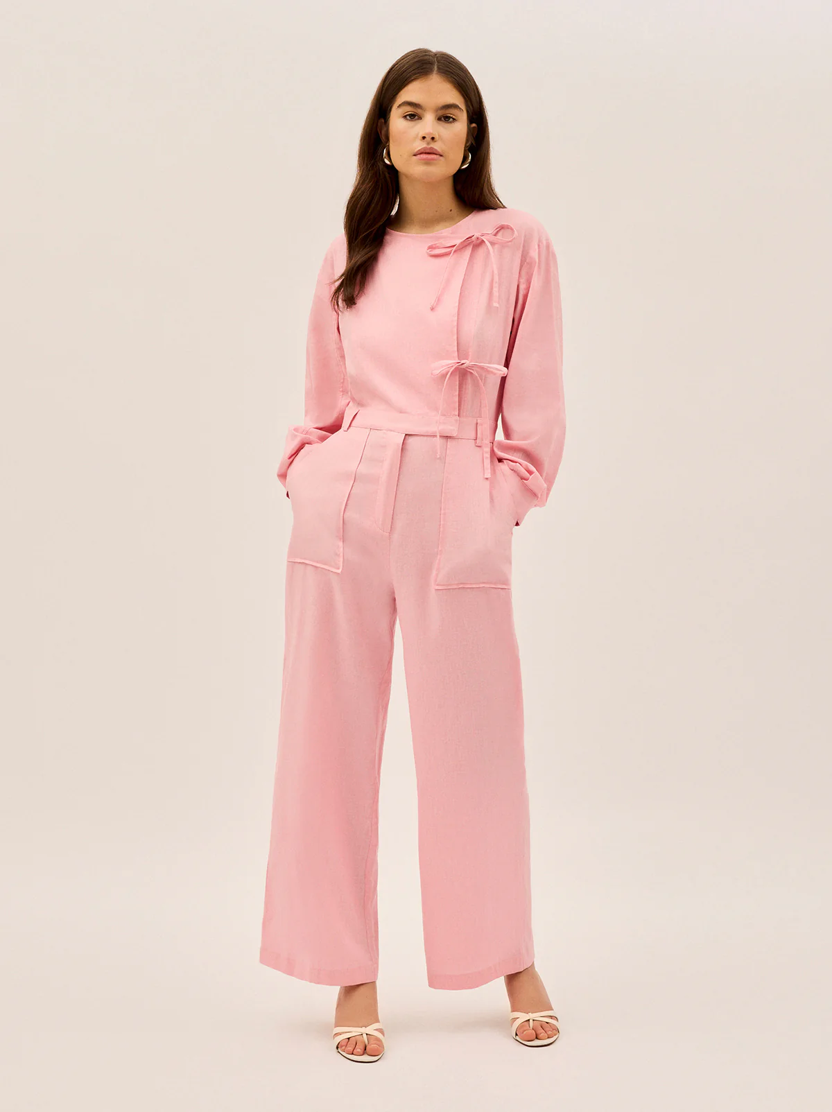 Esther Pink Cotton Linen Jumpsuit
