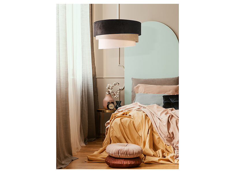 Lampa wisząca Devon welurowa czarno-beżowa