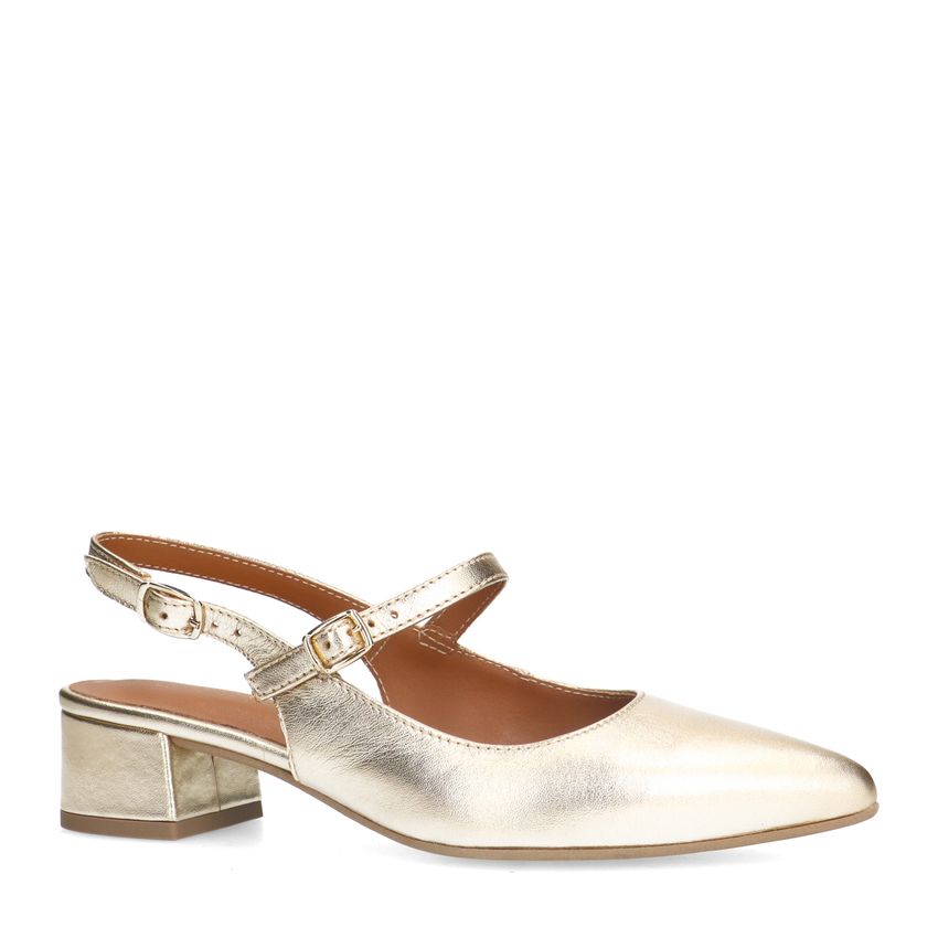 No Stress Gouden leren slingbacks