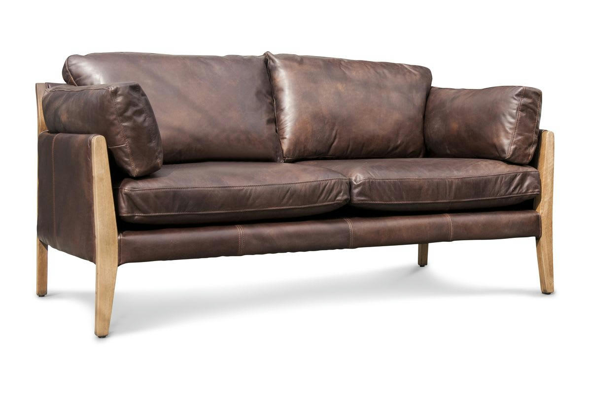 ARISTON - Canapé vintage 2 places en cuir marron