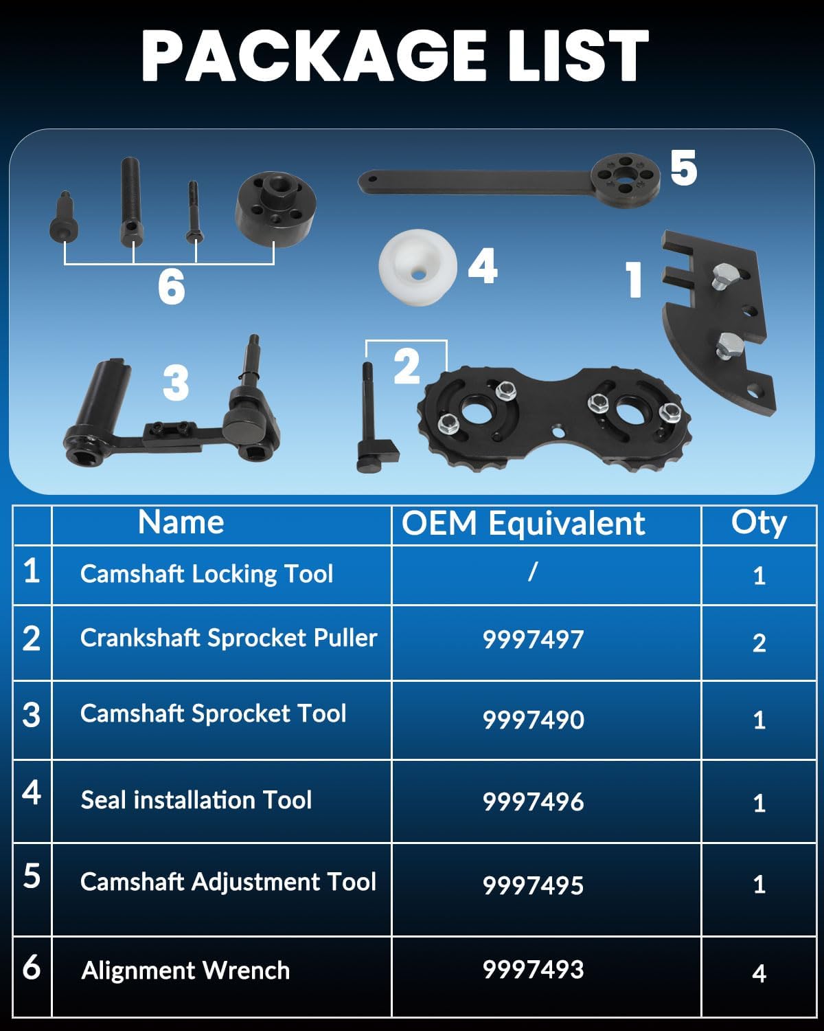 DPTOOL Camshaft Alignment Tool Kit Camshaft Chain Timing Tool Set for New Volvo 2.0T S60 S80 V60 V70 XC60 XC70 XC80 Engines Timing Belt Tool Replace 9997490 9997493 9997495 9997496 9997497