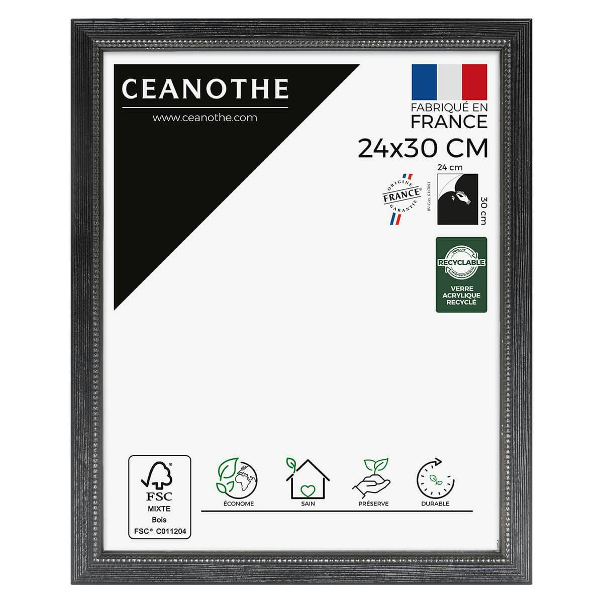 PERLE - Cadre photo Perle noir 24x30 cm