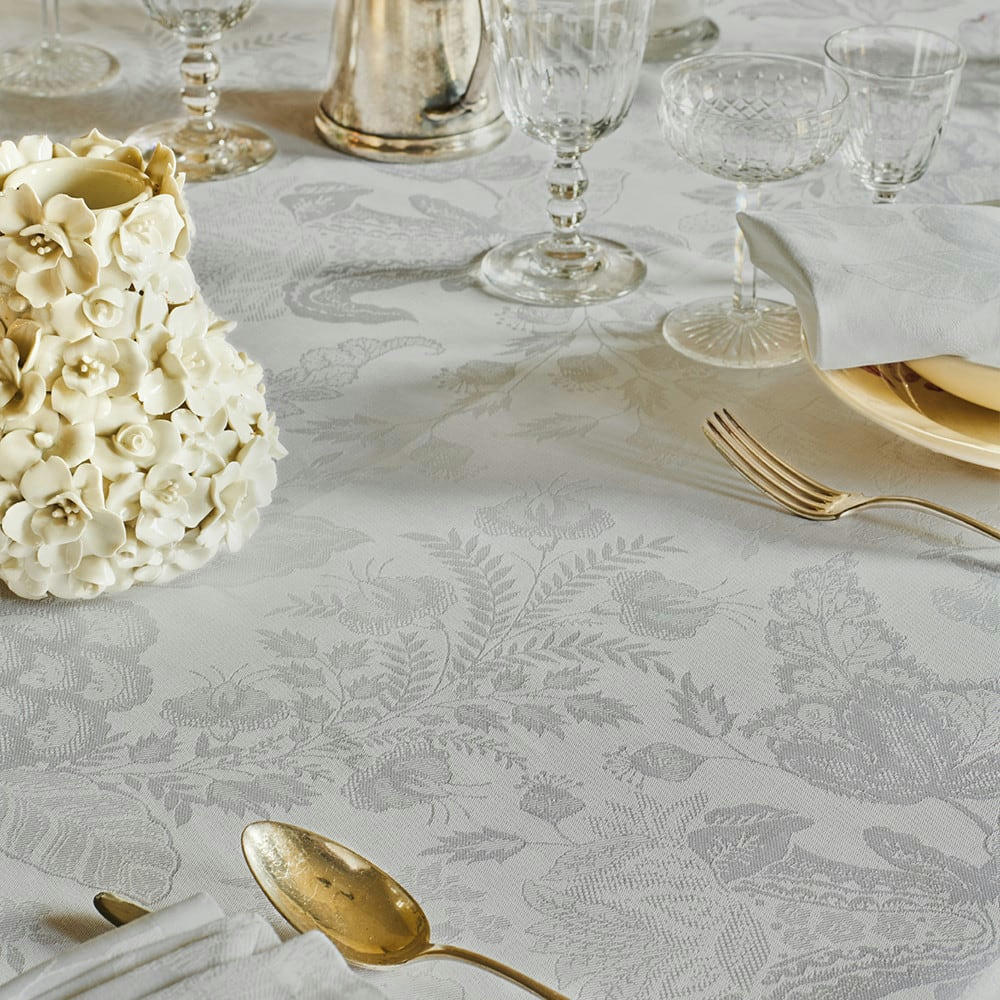 MILLE GIVERNY OPALE - Nappe antitache déperlant métis lin & coton gris 174X254