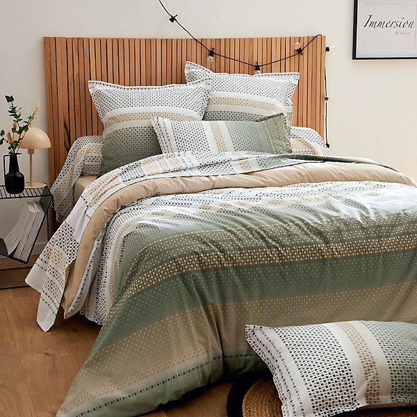 Housse de couette 260x240 cm coton NIAGARA vert Kaki