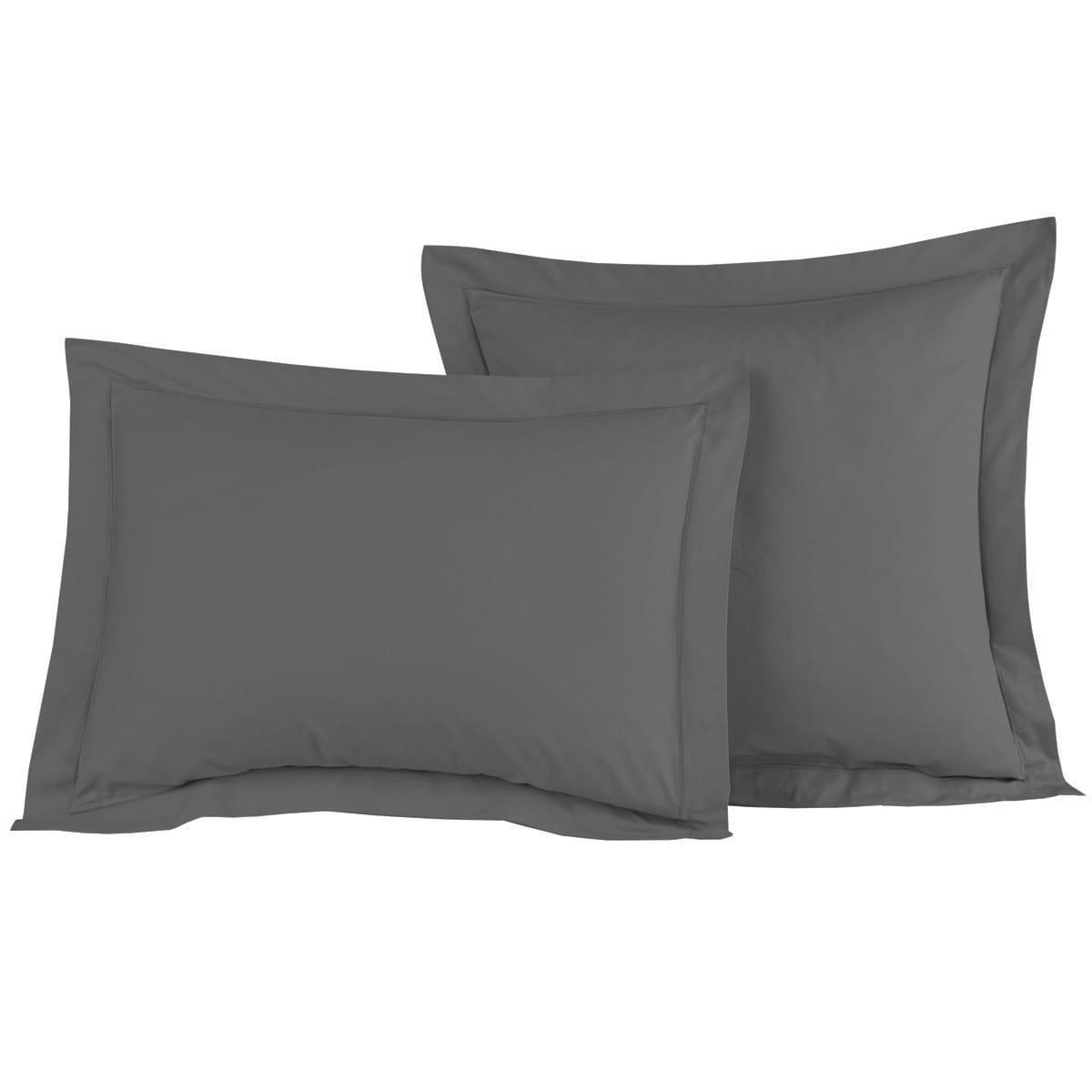 SOFT PERCALE - Lot de 2 taies d'oreiller en percale de coton galet 50x70 cm