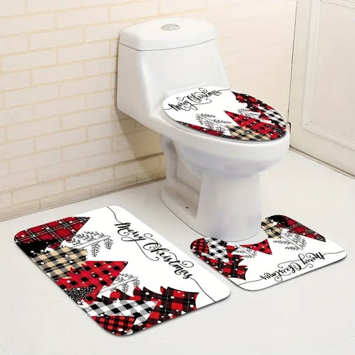 NNETM Jolly Tree-Themed Bathroom Ensemble: 4-Piece Festive Christmas Delight