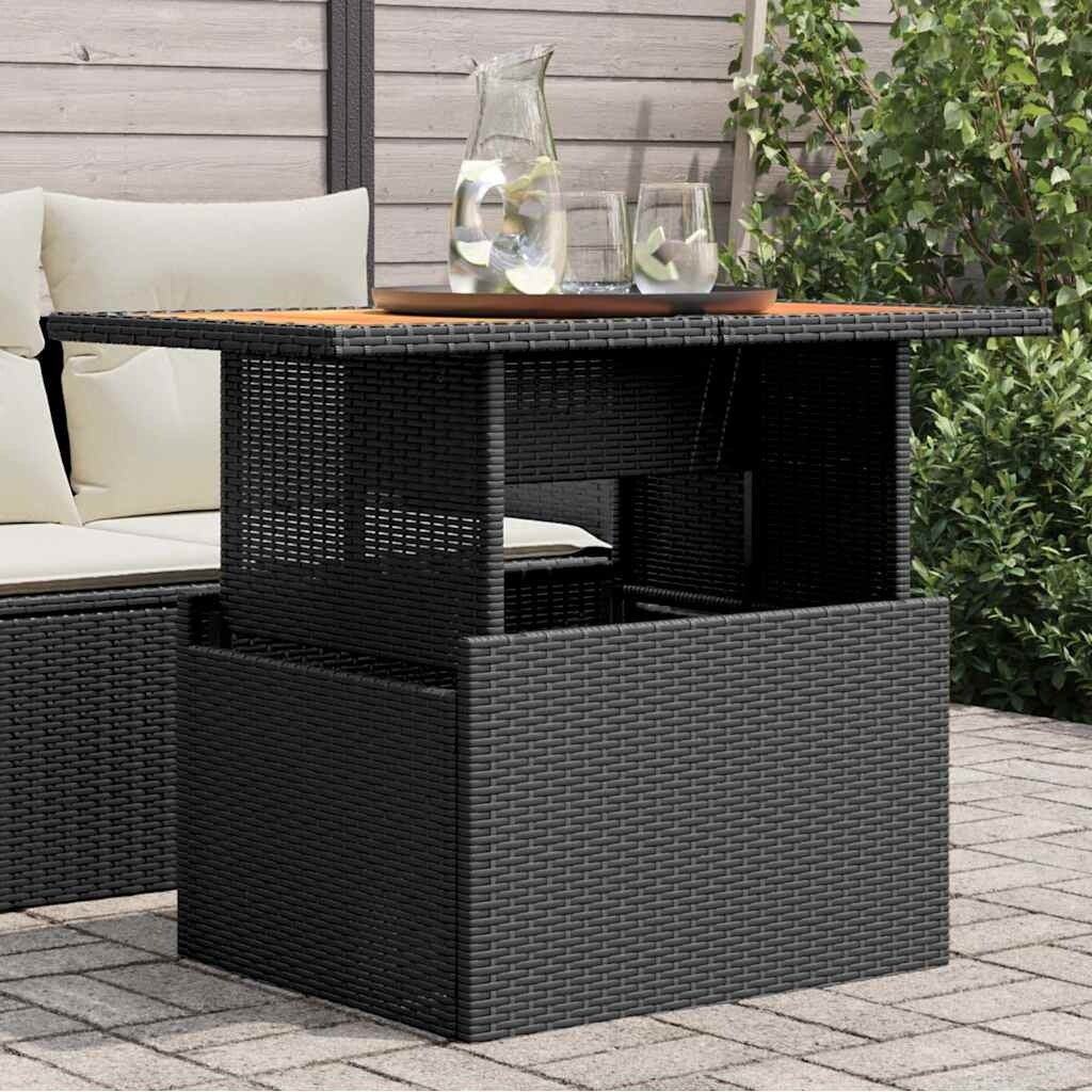 vidaXL Patio Table Rectangular Backyard Garden Poly Rattan and Acacia Wood - 39.4 x 21.7 x 28.7 in