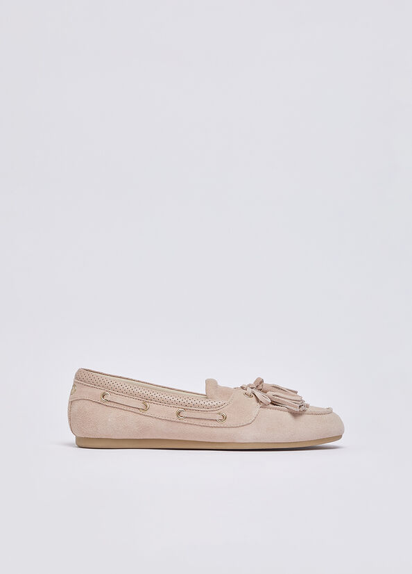 Mocassini in suede con nappine