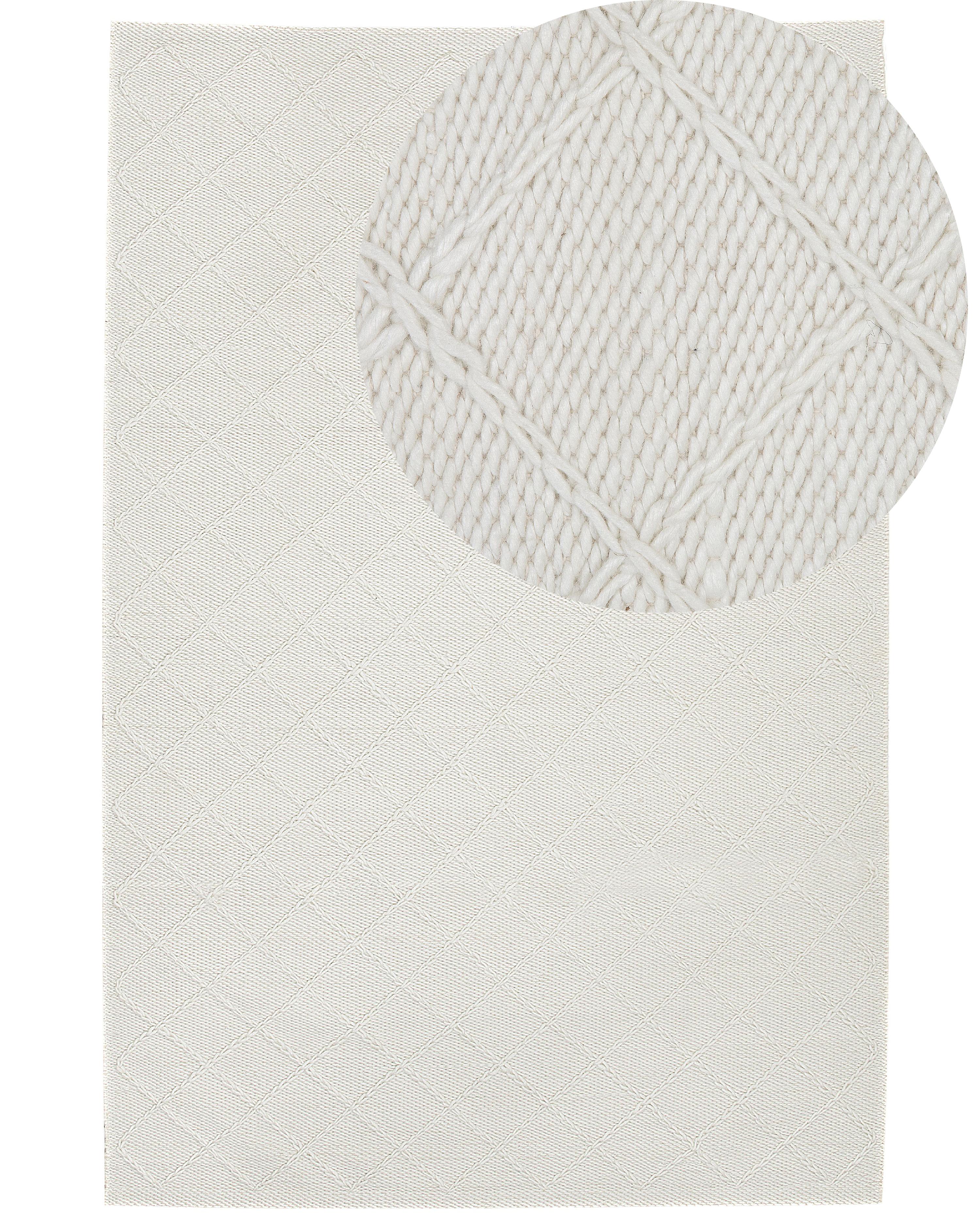 Rug ELLEK White 140 x 200 cm Wool