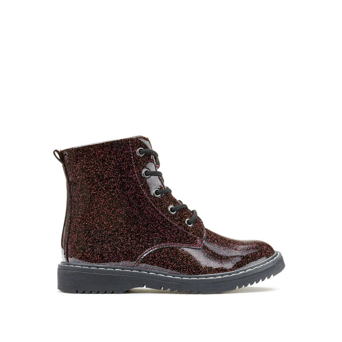 Bottines à lacets, paillettes zippées