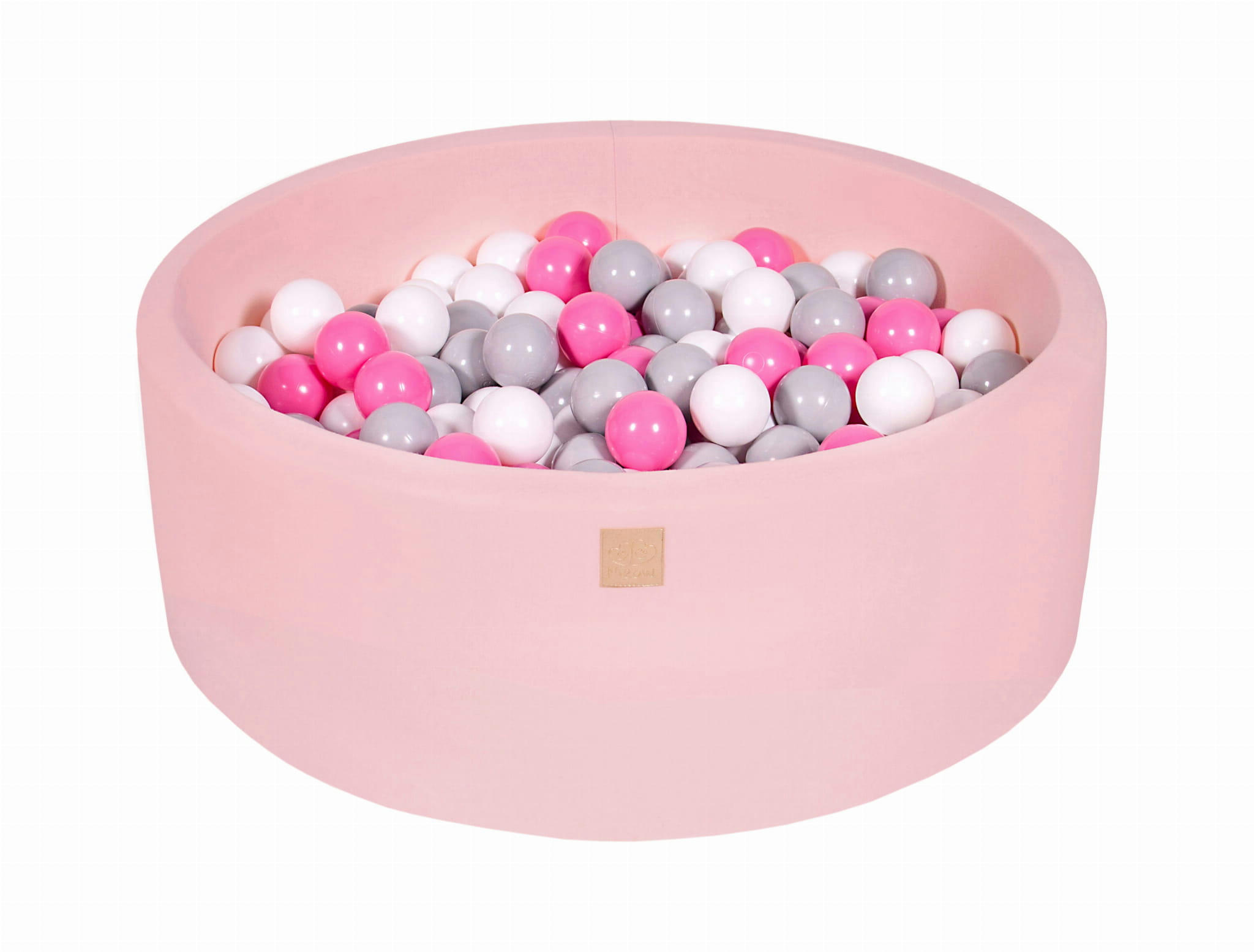 - Piscine rose poudré à balles grises, blanches et roses H30cm