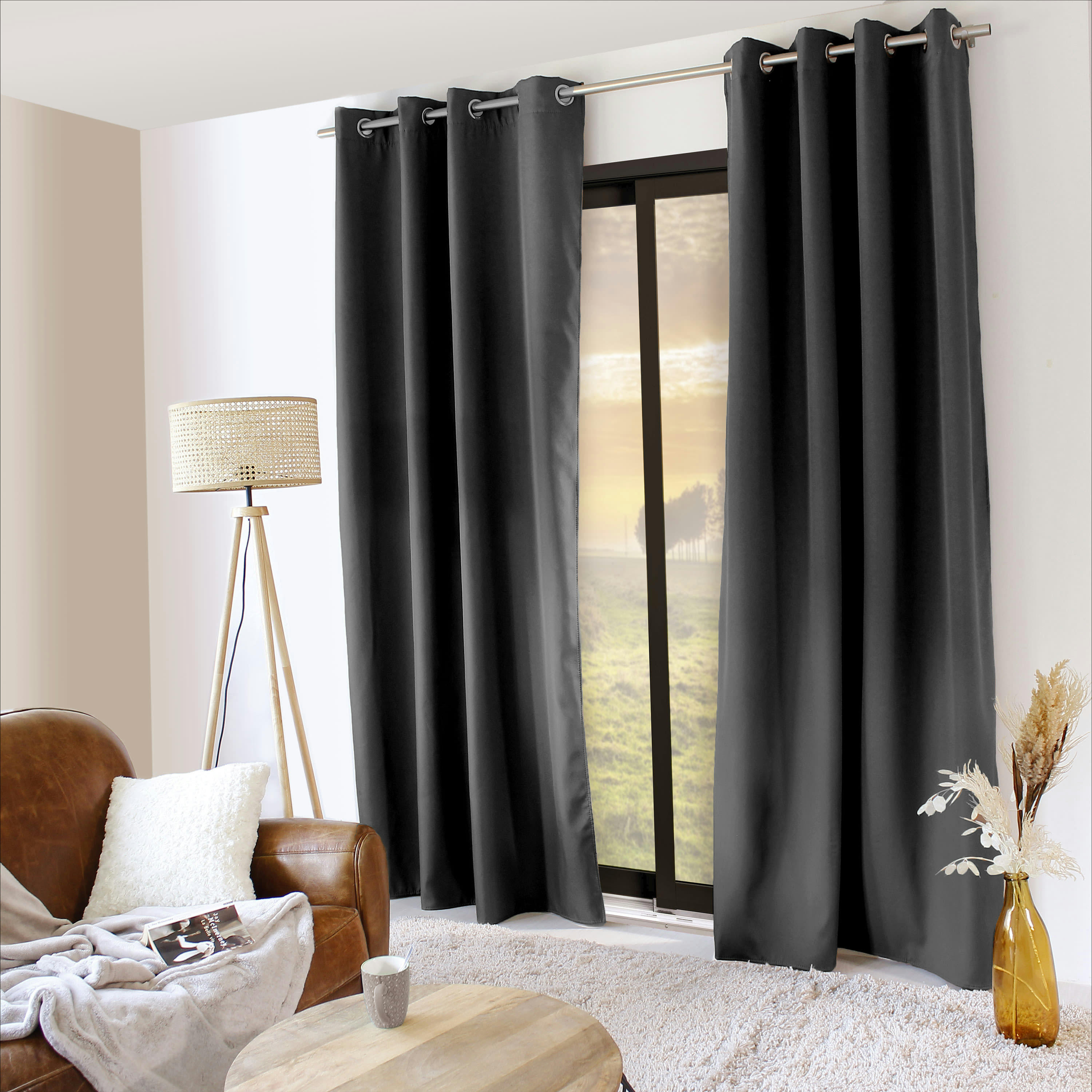 - Rideau thermique et occultant gris anthracite  140x240cm