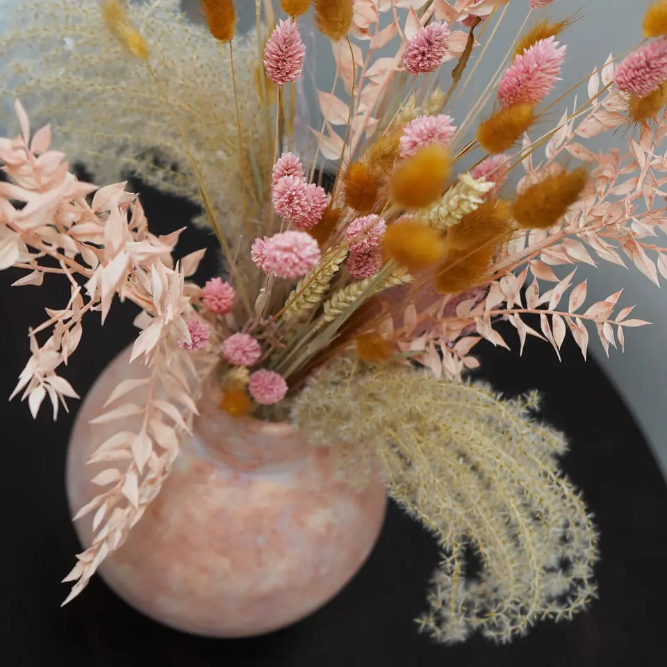 QUVIO Bloemenvaas - Keramiek - Bol - 25 cm - Oranje