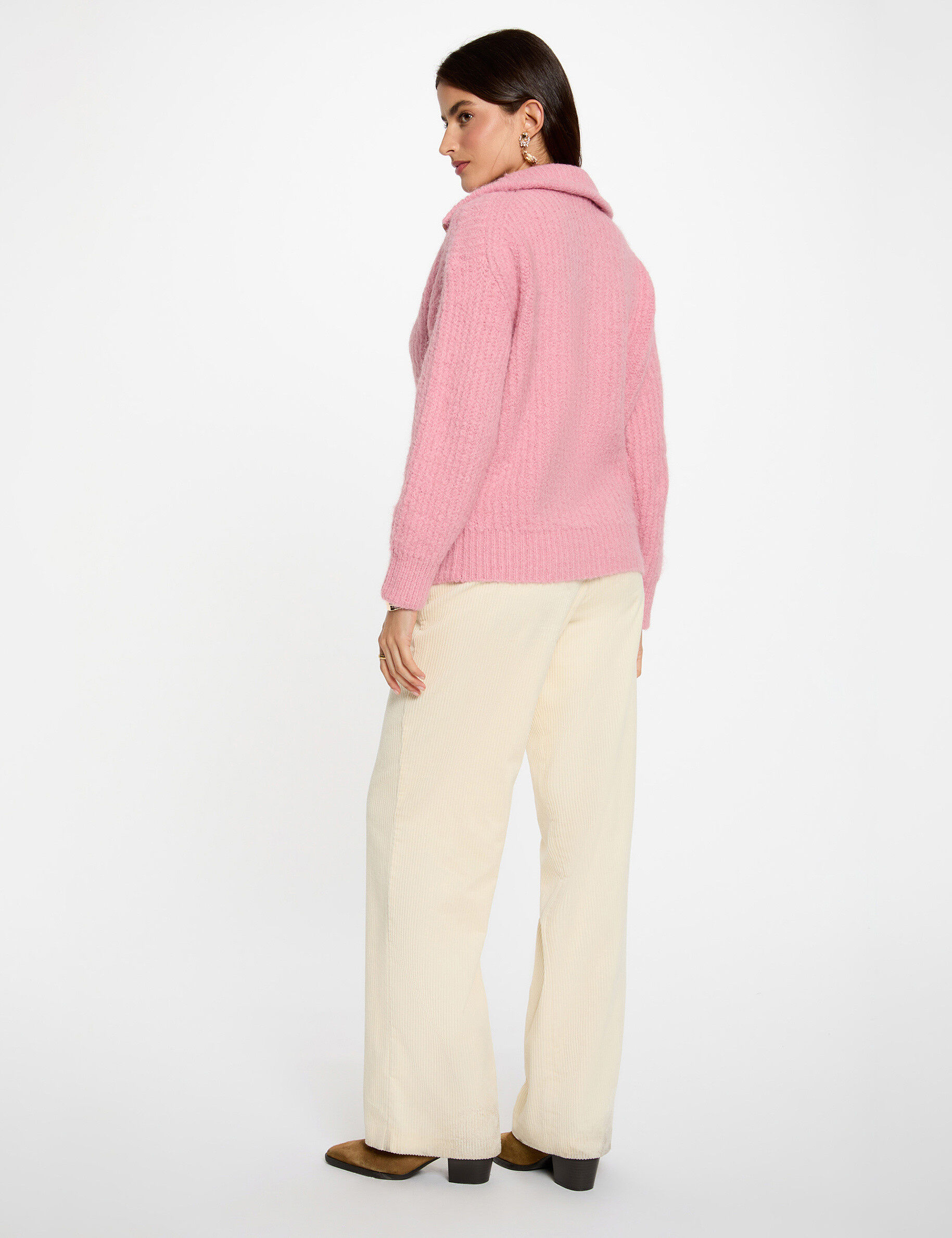 Sweater With Zip Fastening Antique Pink Women