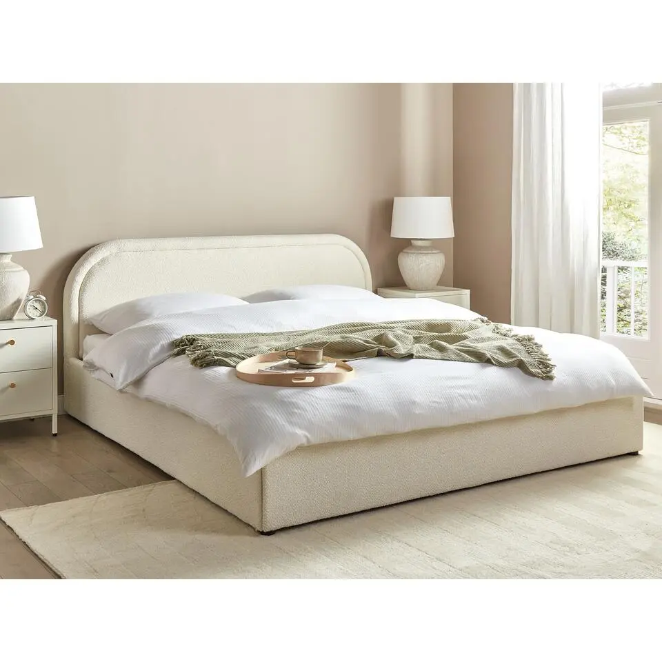 QUILLIEN - Bed met opbergruimte - Beige - 180 x 200 cm - Polyester