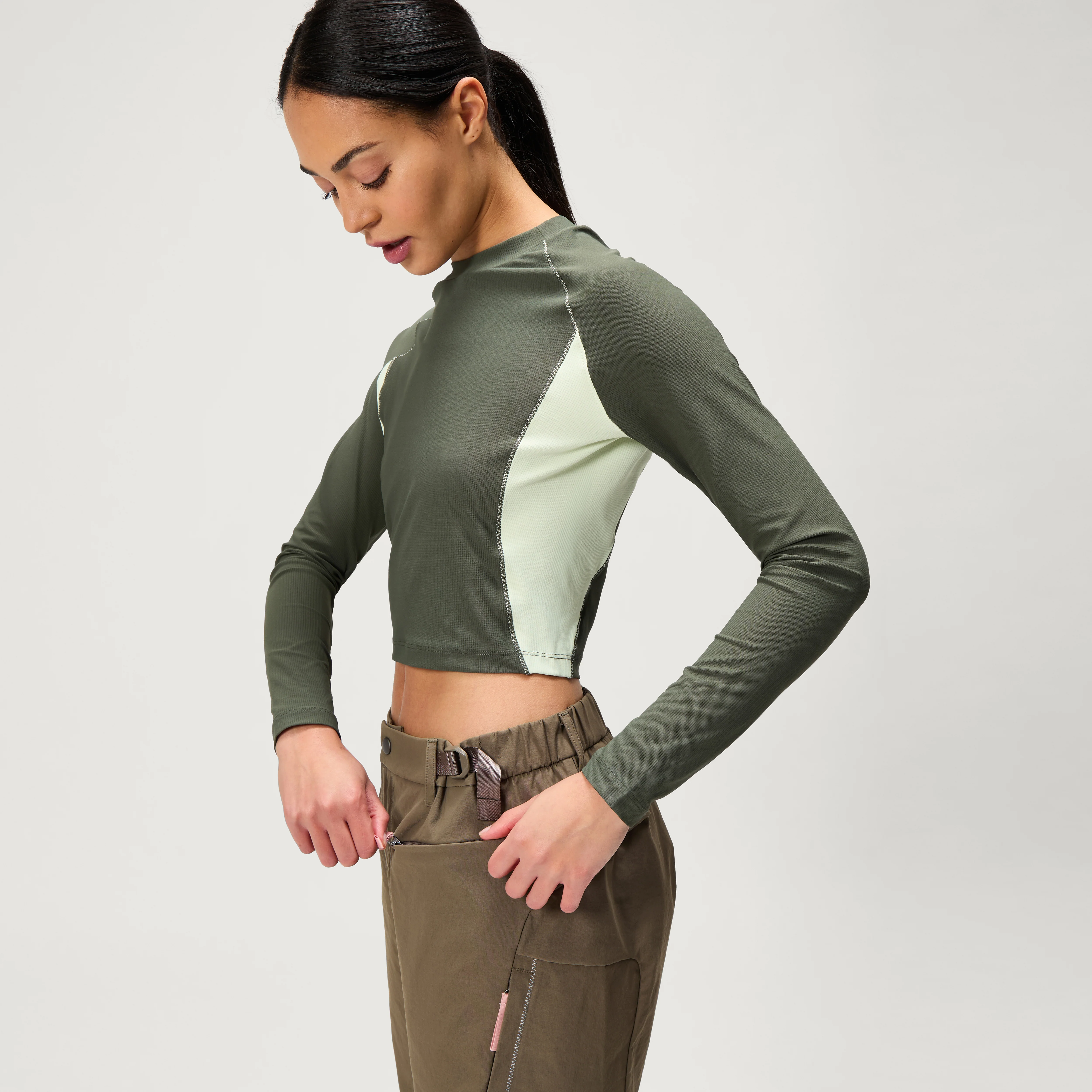 Women's SulTrac L/S Crop Tee - Thyme
