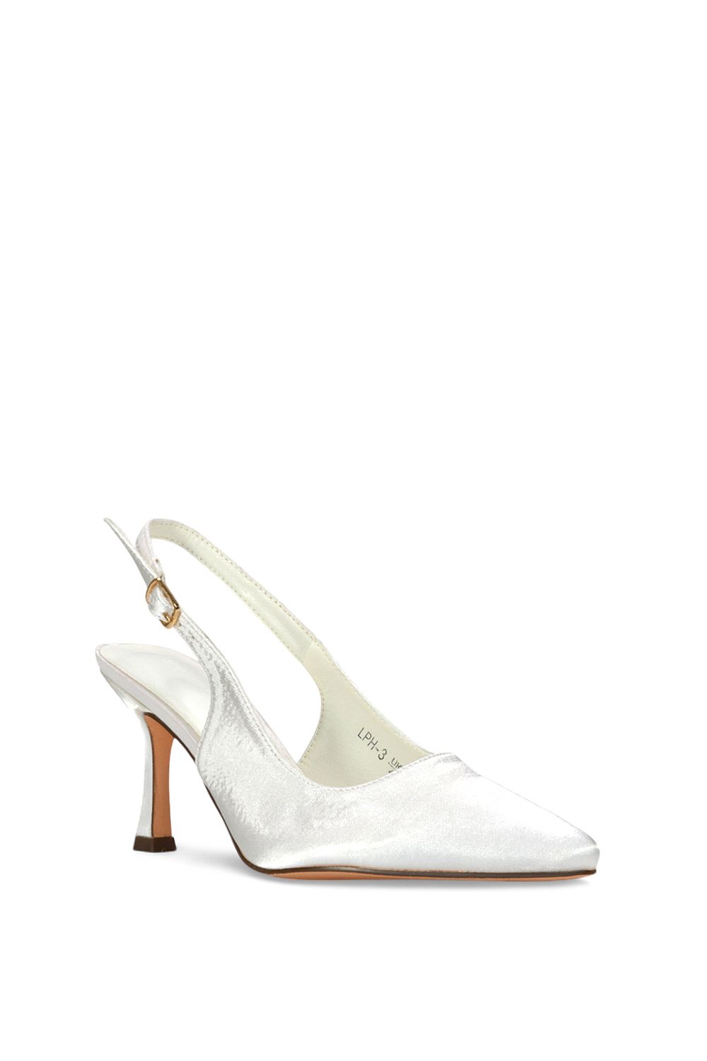 XY London Valerie' Ivory Satin Stiletto High Heel Slingback Bridal Court Shoes