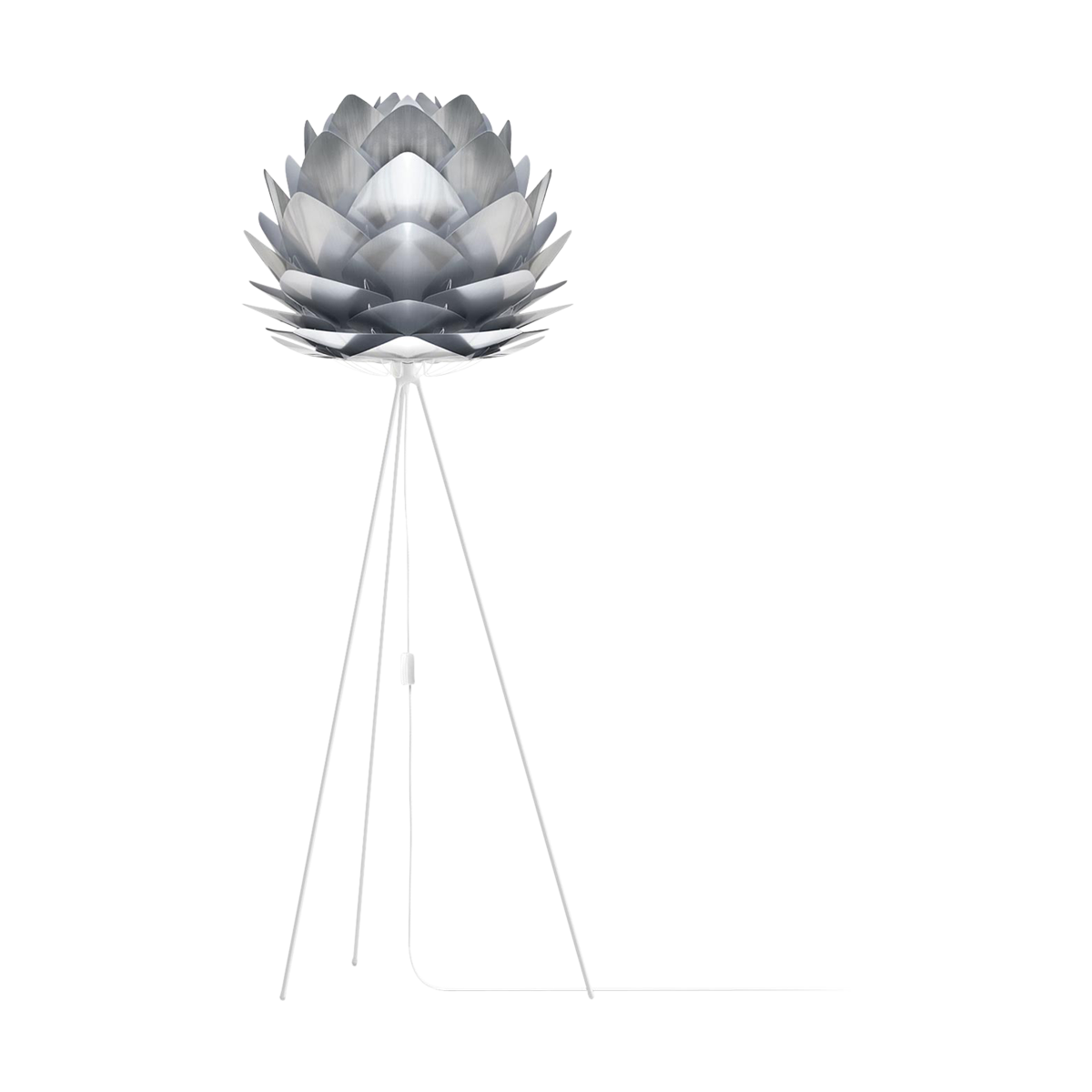 Umage Silvia Medium vloerlamp brushed steel - met tripod wit - Ø 50 cm