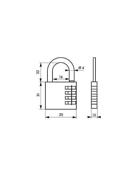 Cadenas à combinaison Venus, 3 chiffres, intérieur, anse acier, 30mm - THIRARD
