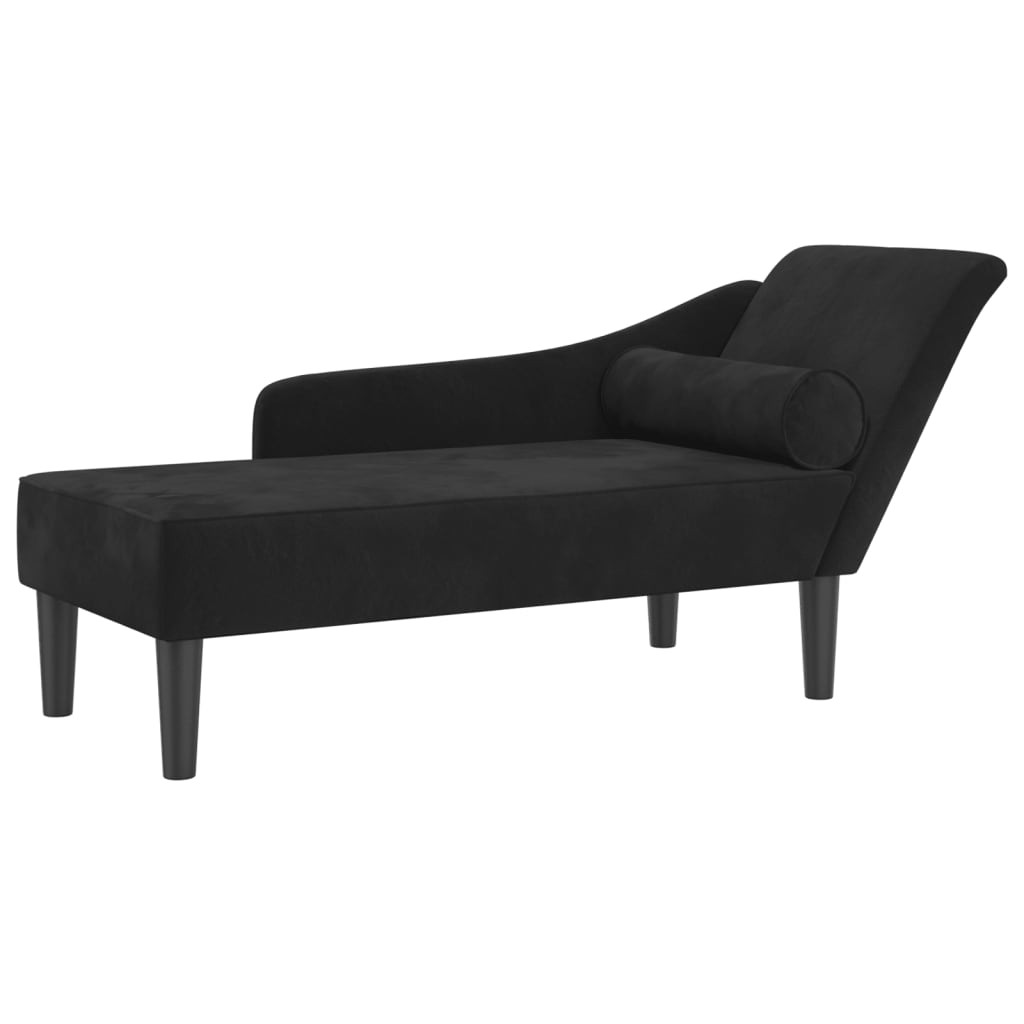 Szezlong Czarny Tapicerowany Leżanka Sofa Fotel Łóżko Aksamit