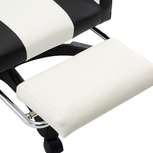NNEVL Racing Chair with Footrest Black and White Faux Leather
