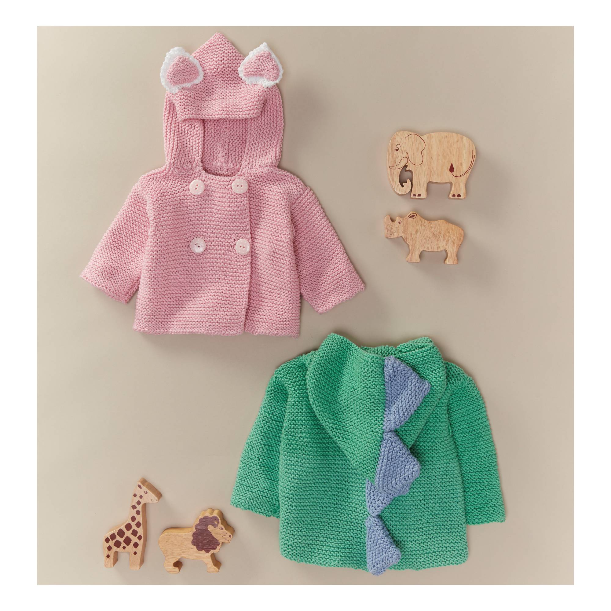 Knitcraft Cat or Dinosaur Kids Hooded Cardigan Digital Pattern 0027