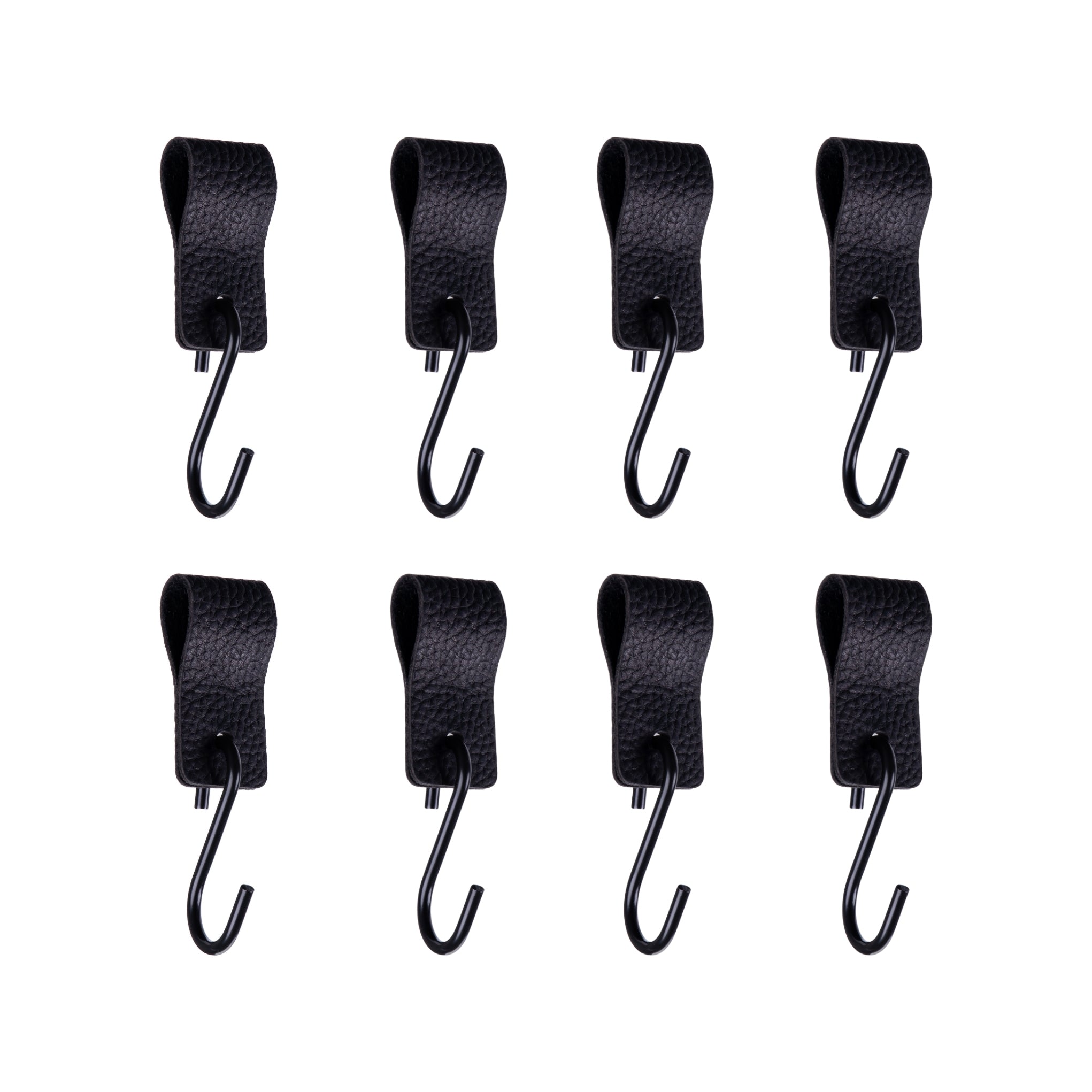 QUVIO S haak met leren bandje - Zwart - set van 8