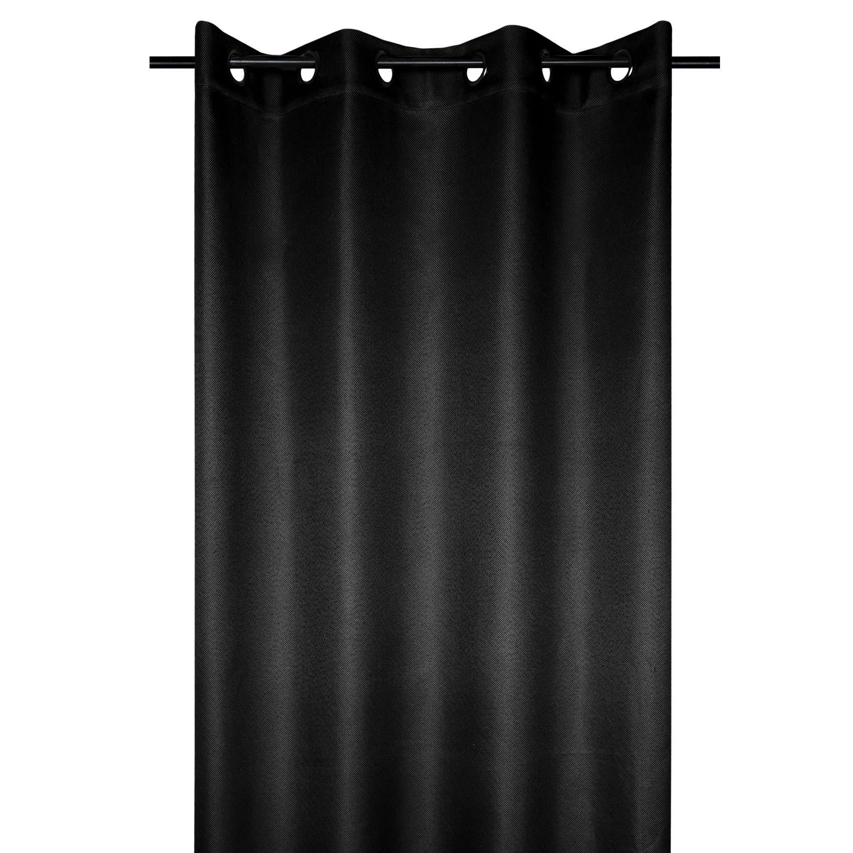 - Rideau occultant uni tramé polyester noir 140x260 cm
