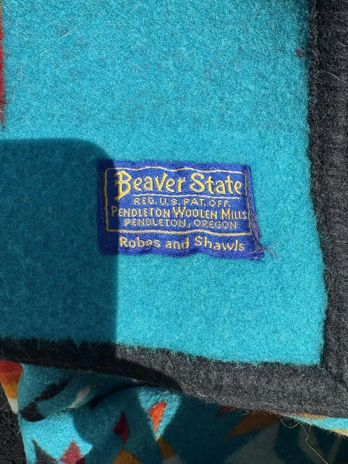 Vintage Beaver State PENDLETON Chief Joseph Turquoise Wool Blanket 56”x77”