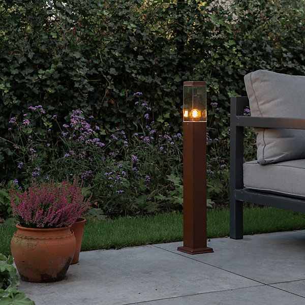 Lampadaire d'extérieur moderne brun rouille 80 cm - Malios