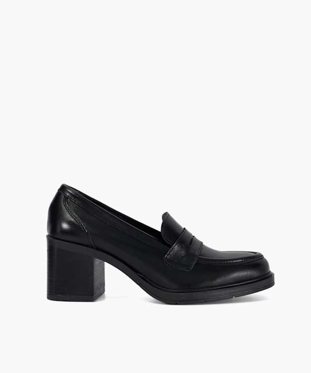 Glanzer Black - Leather Heeled Loafers