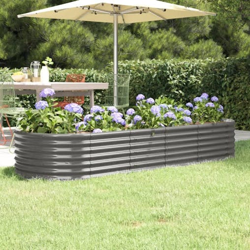 NNEVL Garden Planter Powder-coated Steel 224x80x36 cm Grey