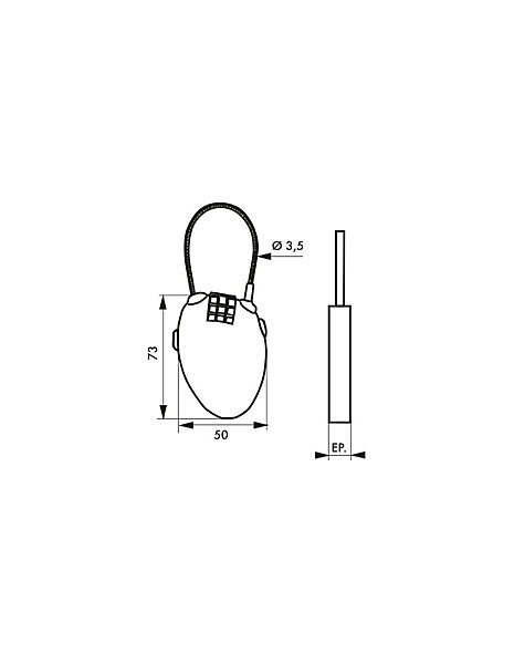 Cadenas à code Zipper, intérieur, cable 0.55m, 3 chiffres, noir - THIRARD