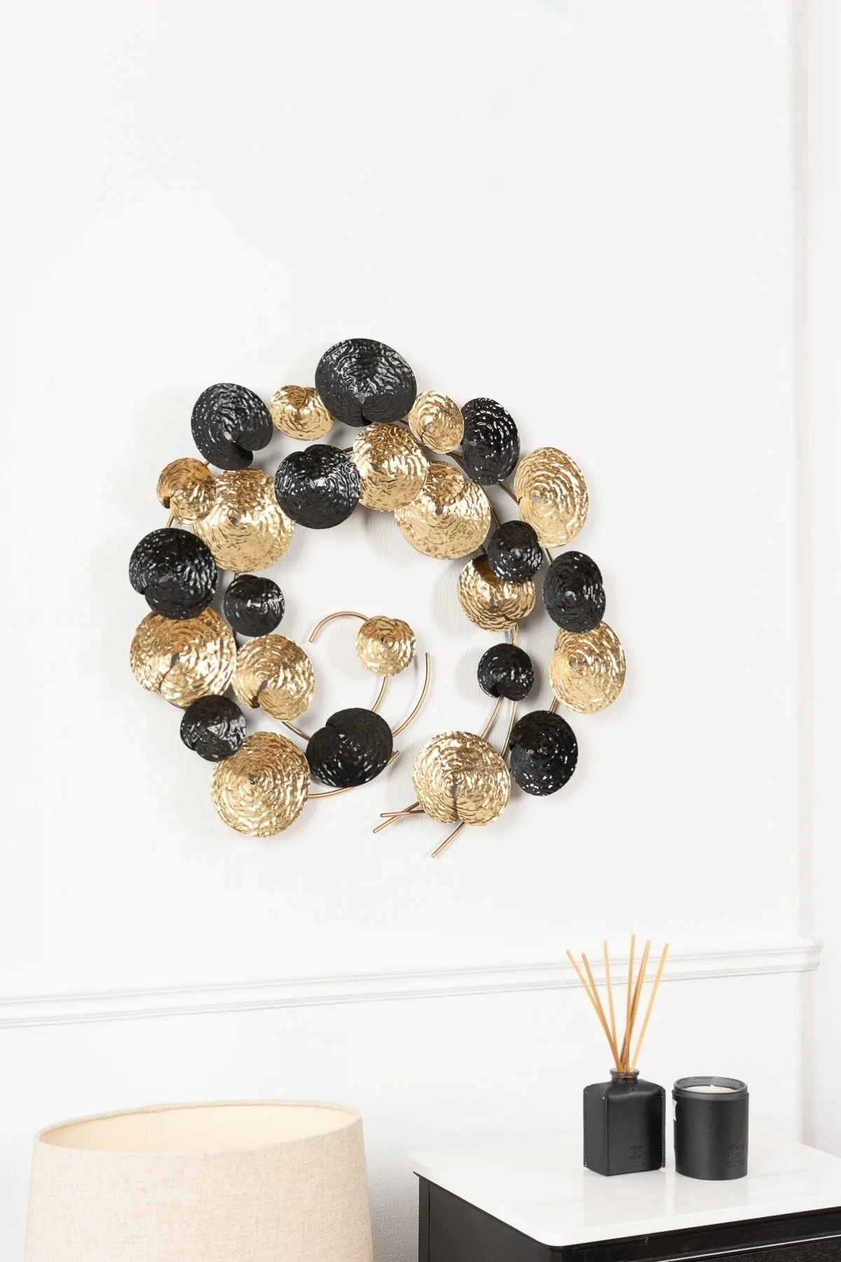 Gold & Black Lotus Metal Wall Art