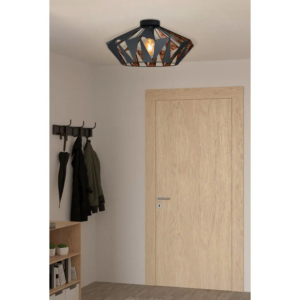 EGLOCarlton6Plafondlamp-E27-&Oslash;47cm-Zwart/Koper