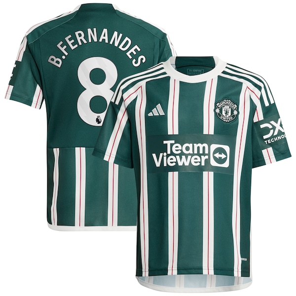 Bruno Fernandes Manchester United adidas Youth 2023/24 Away Replica Player Jersey - Green/White