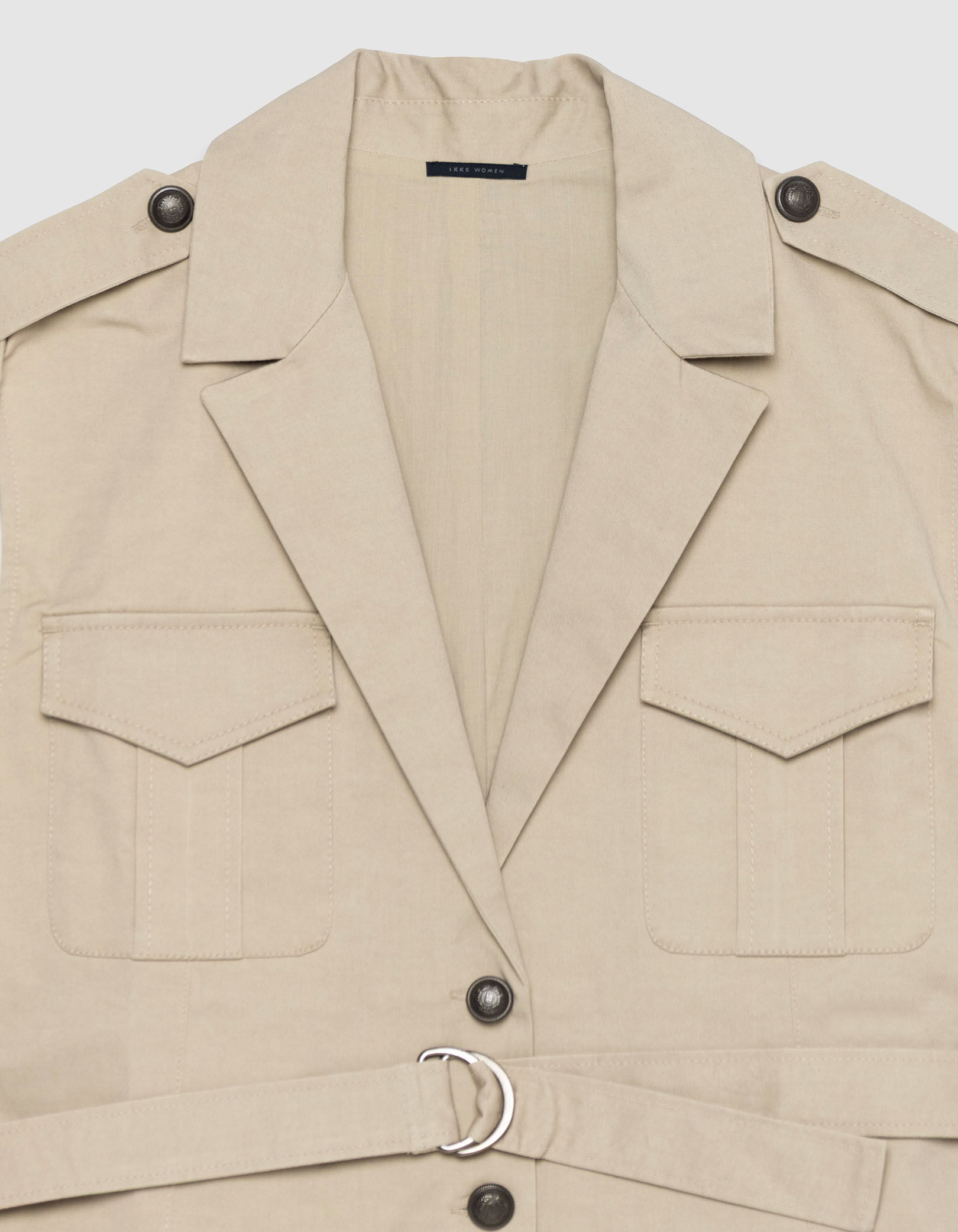 Veste saharienne beige sans manches Femme