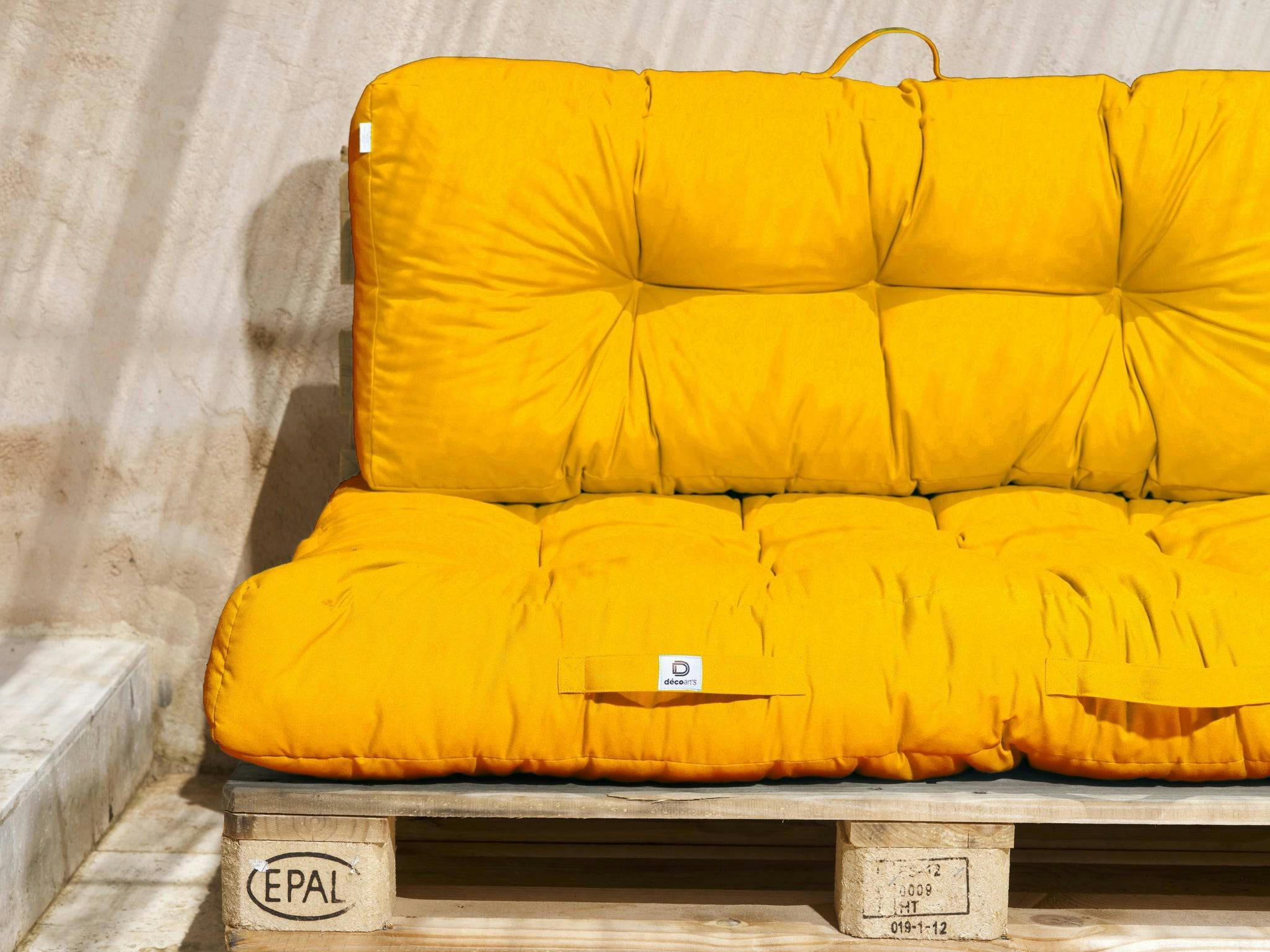 - Coussins matelas pour palette 120X80X20 en polyester jaune miel