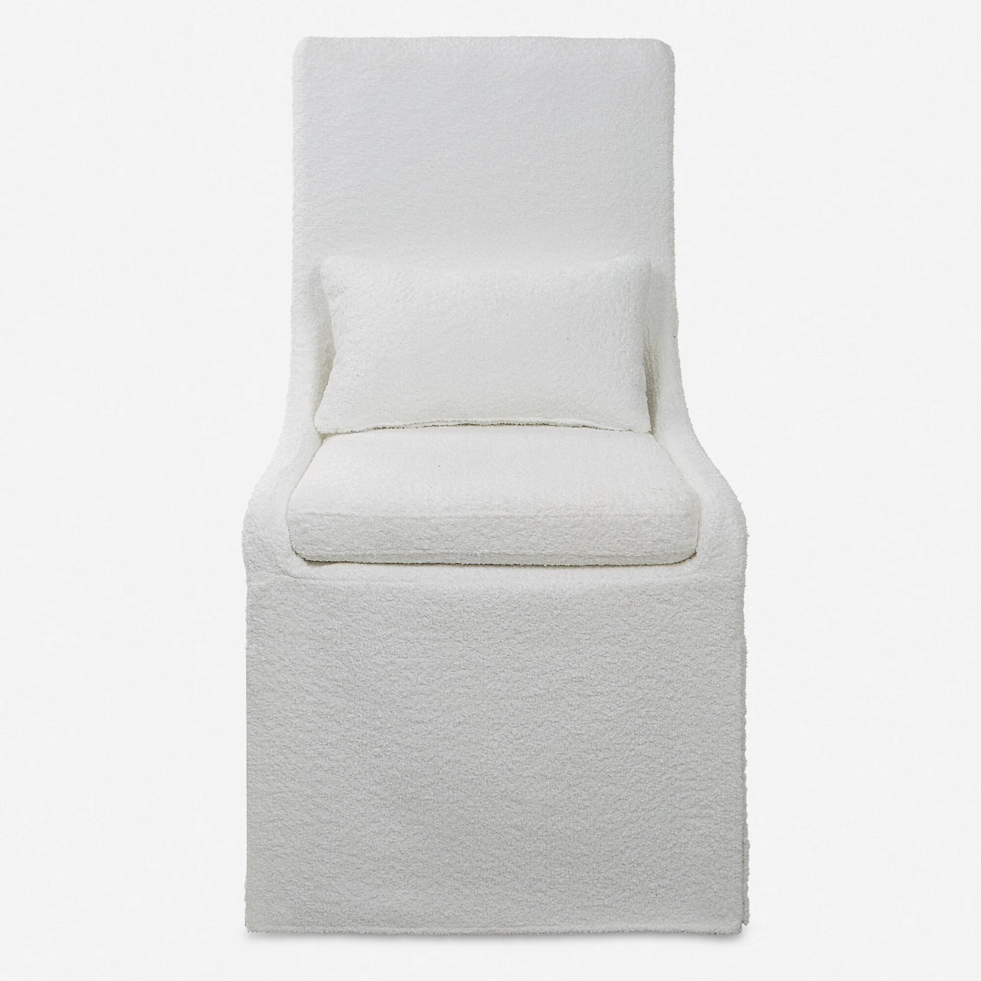 Solid Plush Cushion Seat Armless Chair - 39.5 - White