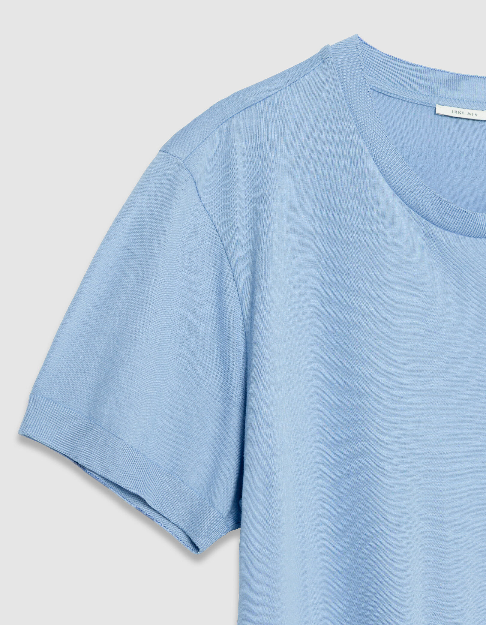 T-shirt col rond bleu maille coton modal Homme