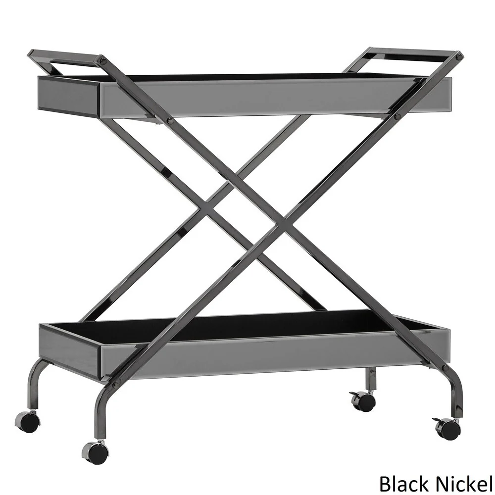 Zeke Contemporary Mirrored Metal Bar Cart by iNSPIRE Q Bold