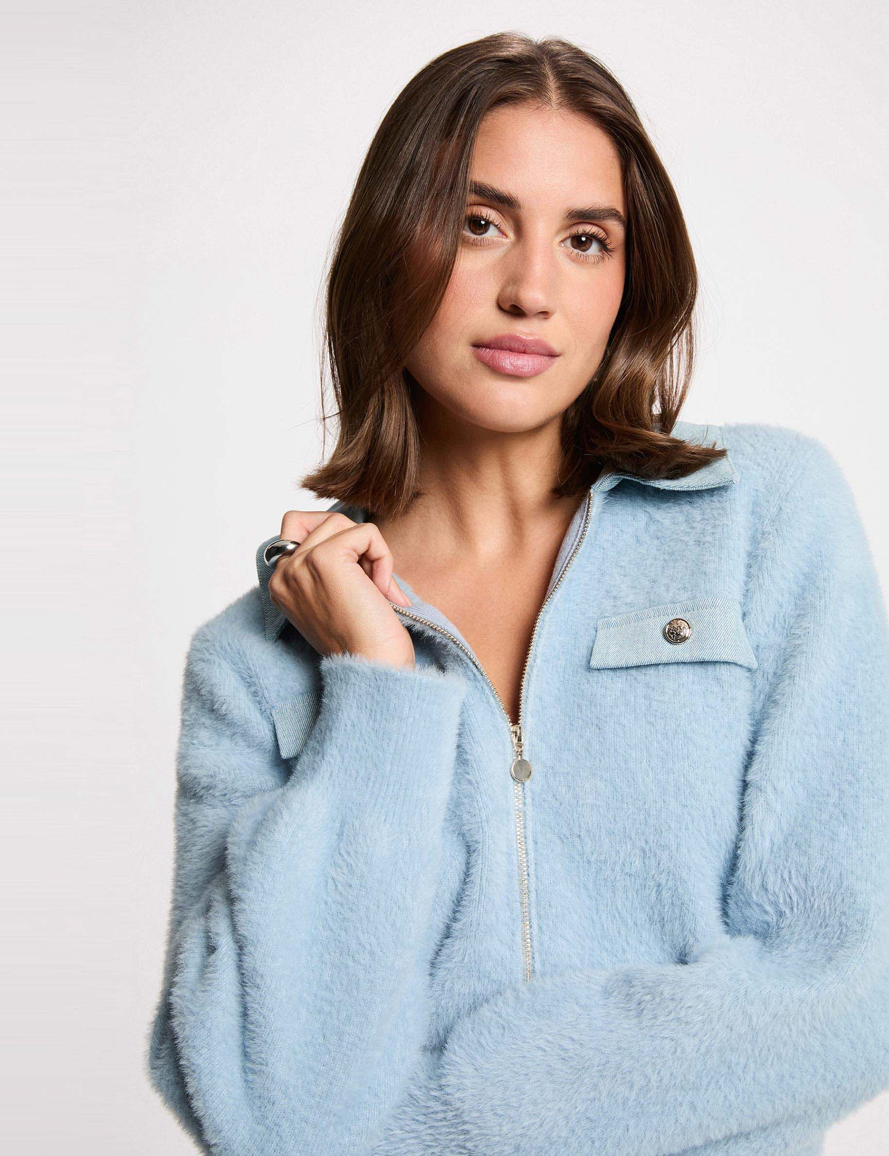 Jacket With Notched Collar Sky Blue Women