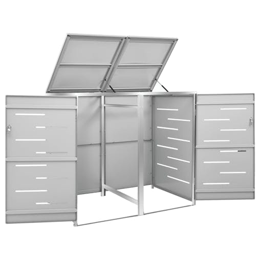 NNEVL Double Wheelie Bin Shed 138x77.5x115.5 cm Stainless Steel